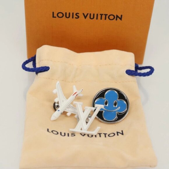 LOUIS VUITTON Comics Brooch metal White MP3311 LV Auth - Picture 1 of 16
